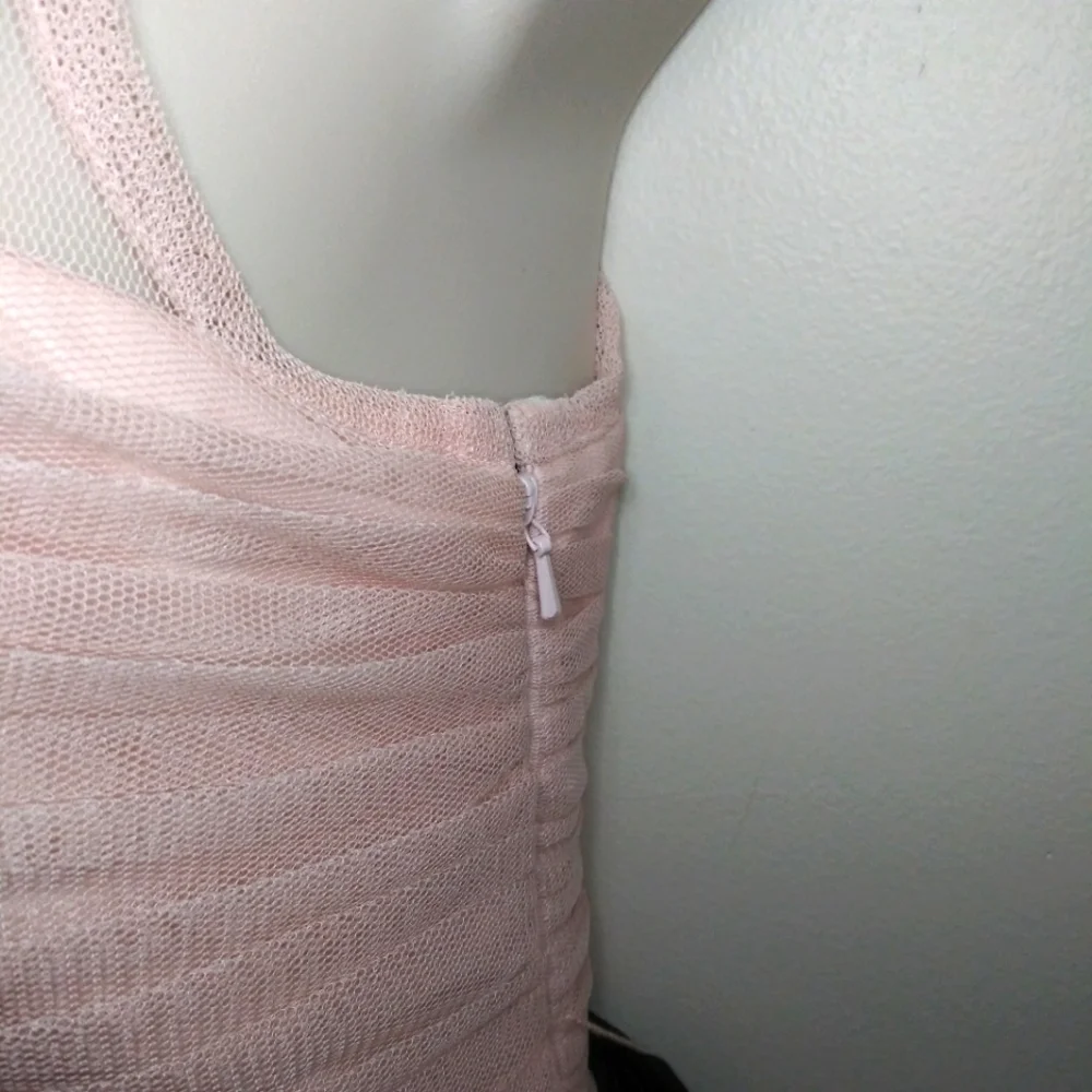 Vera Wang White Label Cameo Pink & Black Tulle Draped Special Occasion Dress - Picture 9 of 15